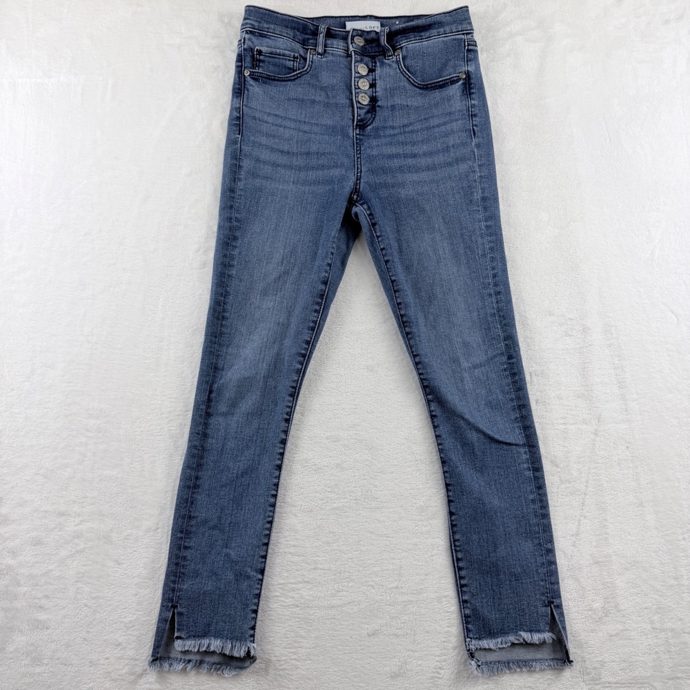 LOFT High Waist Skinny Jeans Button Fly Frayed Step‎ Hem Size 25/0P